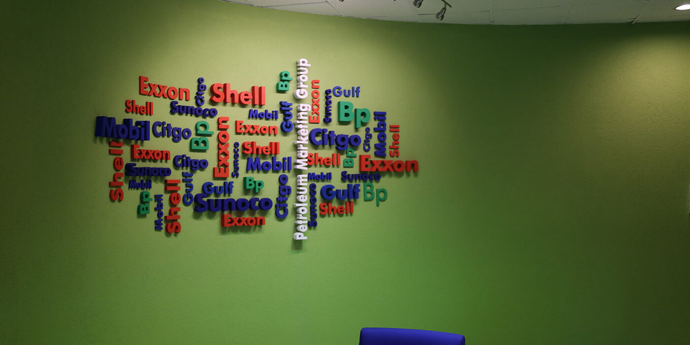 PMG (Petroleum Marketing Group) company word cloud installation